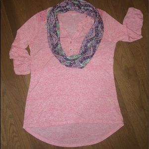 Lightweight  baseball styled  top + matching scarf